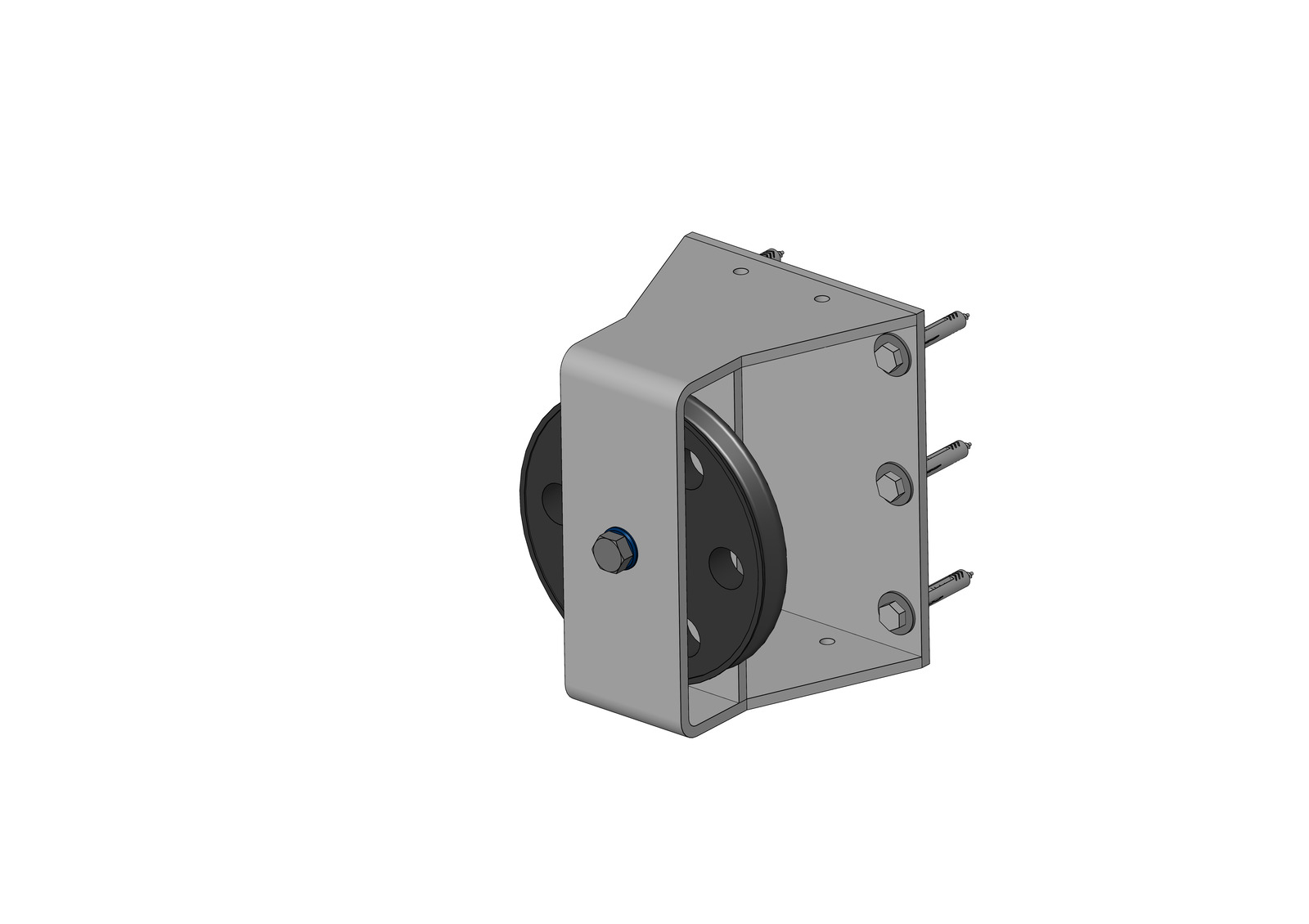 Corner wheel Ø210 165mm, Long galv.